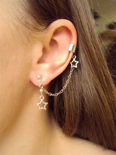 Star Ear Cuff Earrings Dangle Non Pierced Fake Ear Cuffs - Etsy