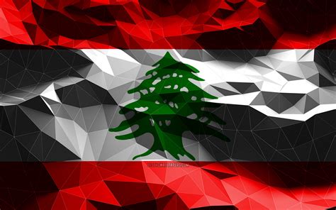 Download wallpapers 4k, Lebanese flag, low poly art, Asian countries ...