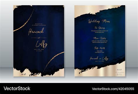 Wedding invitation card dark blue background Vector Image