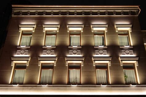 Architectural lighting of the office building facade