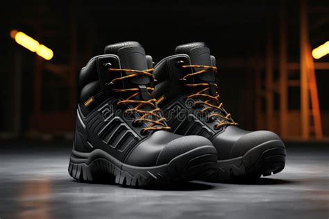 Heavyduty Work Boots with Steel Toes and Slipresis Stock Image - Image ...