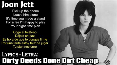 Joan Jett Dirty Deeds Done Dirt Cheap (Lyrics Spanish-English) (Español ...