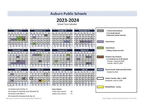 Auburn Public Schools Calendar 2024 - PublicHolidays.com