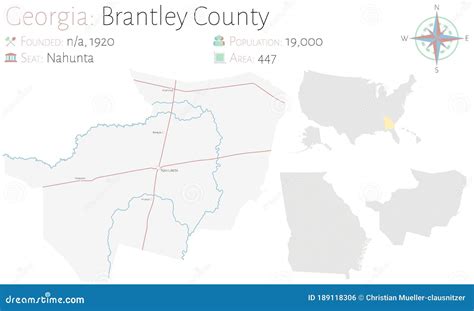 Map of in Brantley County Georgia Stock Vector - Illustration of infographic, america: 189118306