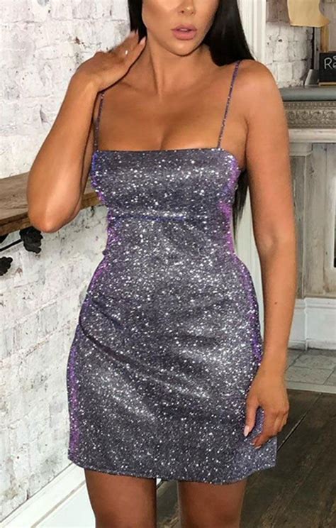 Purple Glitter Sparkly Shift Mini Dress - Lexia | Mini homecoming ...