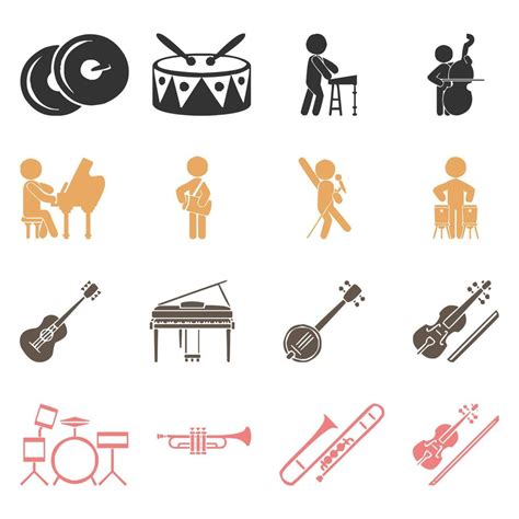 vector editable flat music icon set in black and white 23026187 Vector ...