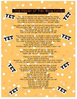 Power of Yet SONG Lyrics as seen on Sesame Street by M Ramos | TPT