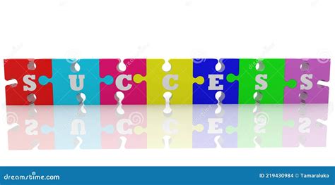 SUCCESS Concept on Colorful Connected Puzzle Pieces Stock Illustration ...