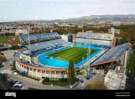 Aerial photo of Maksimir Stadium, home of GNK Dinamo Zagreb, on October ...