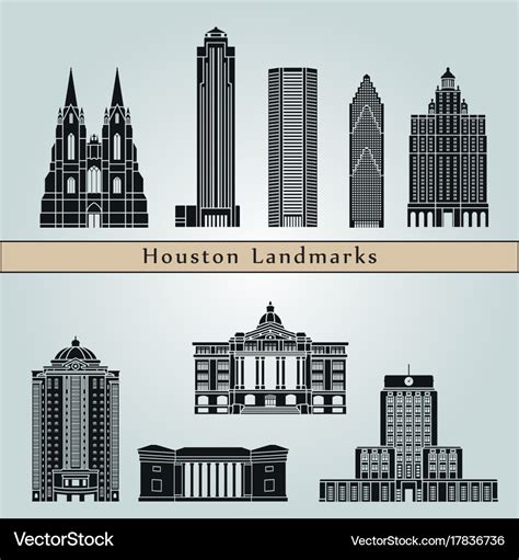 Houston landmarks Royalty Free Vector Image - VectorStock