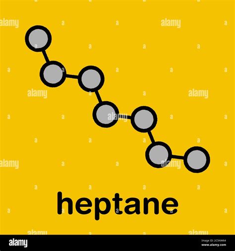 Heptane (n-heptane) alkane molecule. Stylized skeletal formula ...