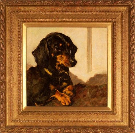 John Emms - Black and Tan Dachshund, 1875 | Black and tan dachshund, Dog art, Dachshund