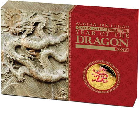 Gold Australia: AUSTRALIAN LUNAR COIN SERIES II 2012 YEAR OF THE DRAGON GOLD PROOF COLOURED ...