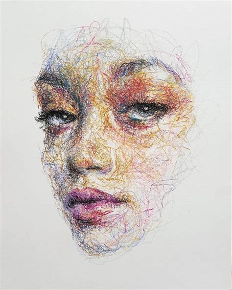 This Self-Taught Artist Draws Female Portraits Entirely By Scribbling ...