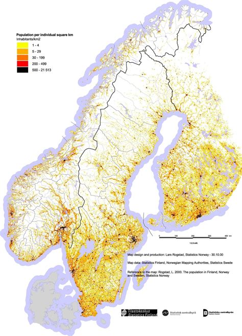 Population density of Norway, Finland and Sweden ... - Maps on the Web