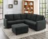 vidaXL L-shaped Sofa Bed Artificial Leather Lounge Couch Seat Black ...