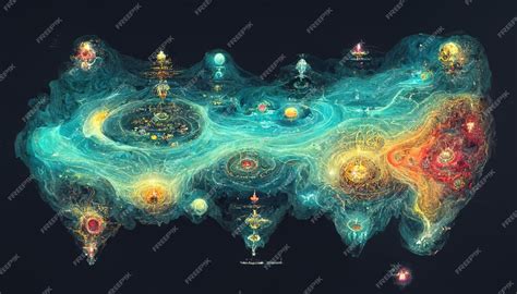 Premium Photo | Astral planes in 7 levels map concept art illustration