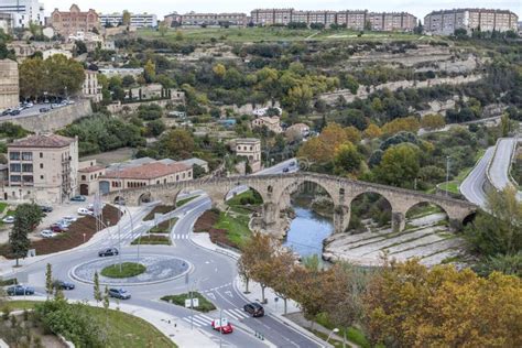 View Of Manresa Town Old Bridge, Symbol Of Medieval Architecture Of The ...