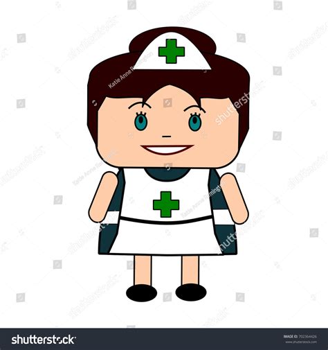 Cartoon Female Nurse Traditional Uniform Blue Stock Vector (Royalty ...