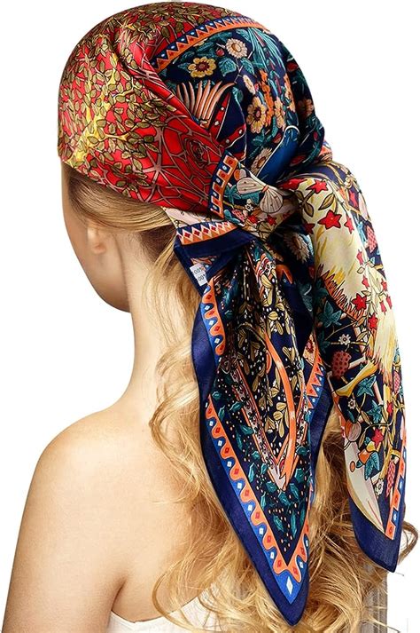 5PCS Satin Head Scarves for Women Square Silk Like Hair Scarves Silk Hair Bandanas Night ...