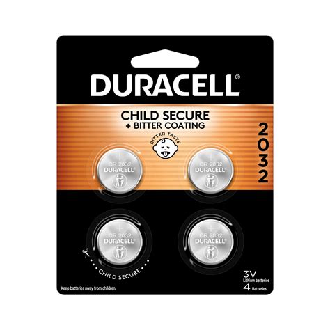 Buy Duracell CR2032 3V Lithium Battery, Child Safety Features, 4 Count ...