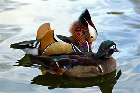 Mandarin duck couple stock photo. Image of female, beak - 22352180