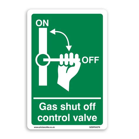 Gas Shut Off Sign – [A4 200mm x 300mm] Self Adhesive Sticker – Stickerzilla