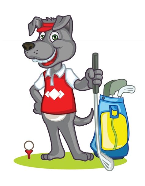 Premium Vector | Dog cartoon character playing golf