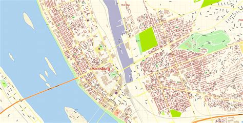 Harrisburg Metro Area Map Vector Exact City Plan Pennsylvania detailed ...