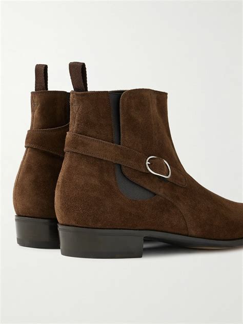 John Lobb - Buckled Suede Chelsea Boots - Brown John Lobb