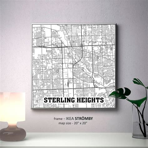 Sterling Heights Michigan Map Print Sterling Heights Square | Etsy