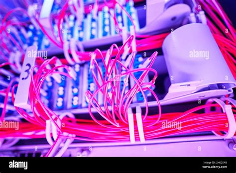 Bunch of cables in server rack with illumination Stock Photo - Alamy