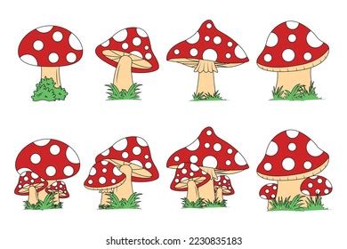 Cute Mushroom Collection Simple Vector Illustration Stock Vector ...