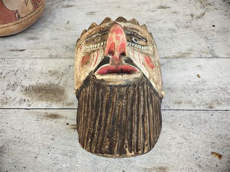 Carved Wood Mask Wall Hanging, Mexican Folk Art Dance Mask, Mexican Mask Moors & Christians