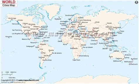 World Map of Cities | Major Cities World Map | World cities, City maps ...