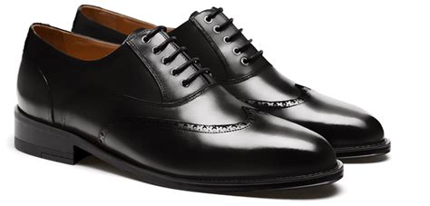 Quarter Brogue shoes - black flora leather