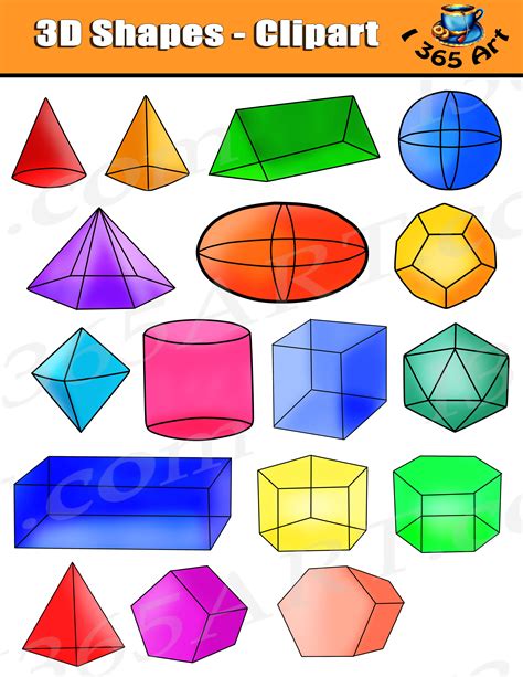 Shapes Clipart, Isometric 3D Shapes Digital Graphics - Clipart 4 School