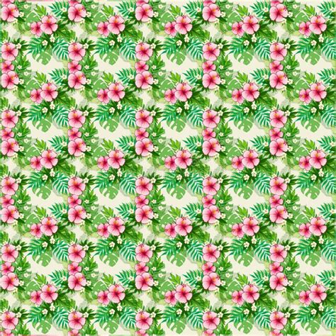 Illustration Exotic Tropical Flower Pattern Wallpaper Stock Illustration - Illustration of ...