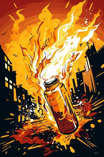 Premium AI Image | Molotov Cocktail Explosion in a Protest Scene Warm ...