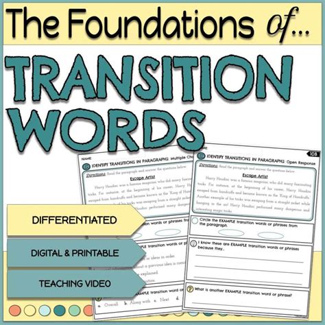 Transition Words Foundational Activities (Digital and Print Resource) - GRASPhopper Learning