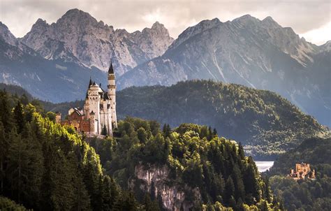 Wallpaper mountains, castle, Germany, Bayern, Germany, locks, Bavaria, Alps, Neuschwanstein ...