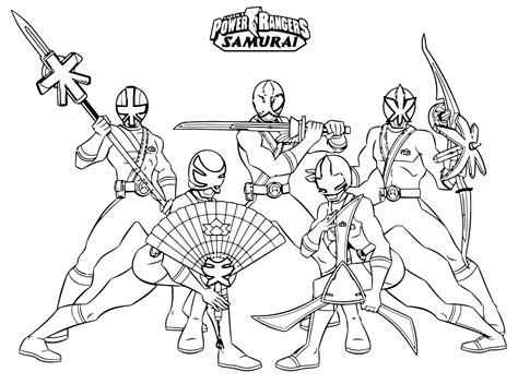 Samurai Power Rangers Squad Coloring Page - Free Printable Coloring ...