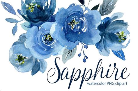 Blue Watercolor Flowers Clipart | Bruin Blog