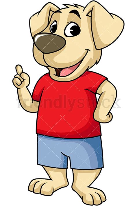 Dog Mascot Pointing Up Cartoon Vector Clipart - FriendlyStock