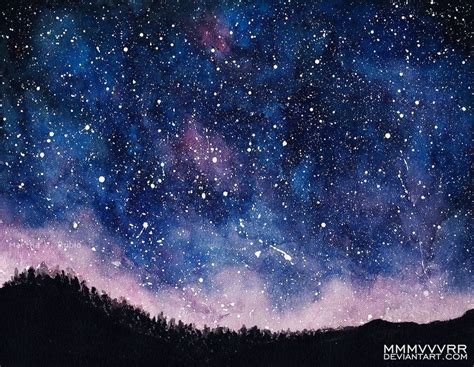 Night Sky by mmmvvvrr | Watercolor night sky, Night sky painting, Night ...