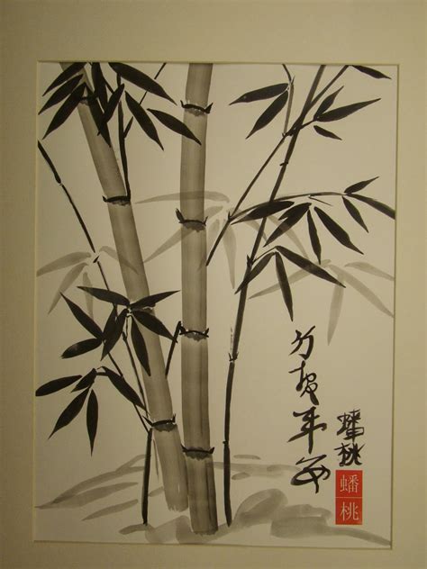 Art work nr PT0013 Chinese bamboo brush painting in gouache.