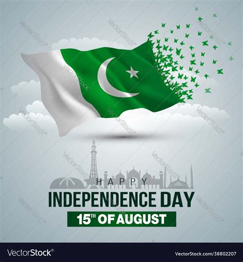 Happy independence day pakistan 3d flag Royalty Free Vector