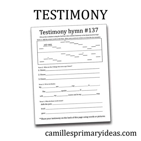 Writing Your Testimony Worksheet - Printable Worksheets