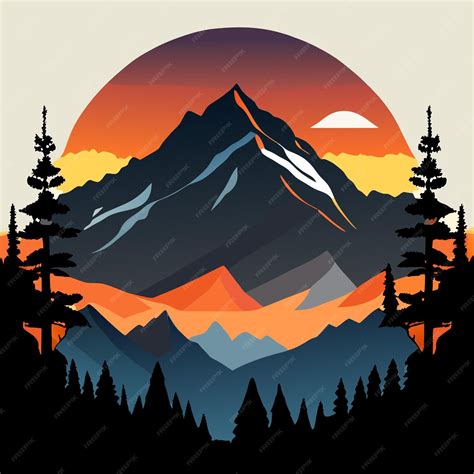 Premium Vector | Beautiful mountain sunset vector wallpaper