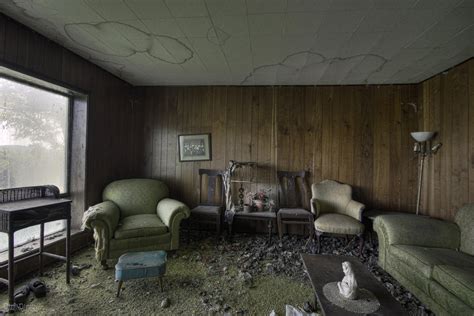 Living Room Inside an Abandoned & Decayed Time Capsule House in Rural ...